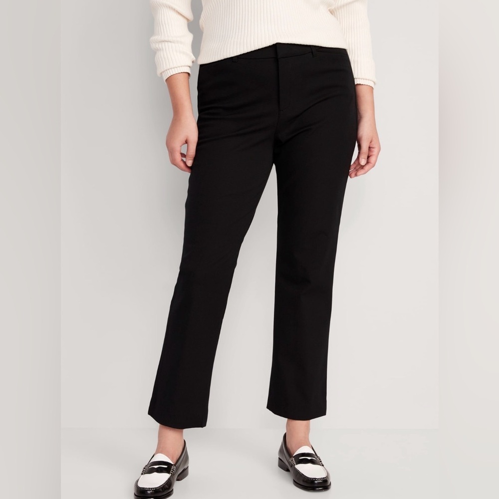 Old Navy Pixie High Rise Straight-Leg Ankle Pants, Black, size 12, Secret Smooth